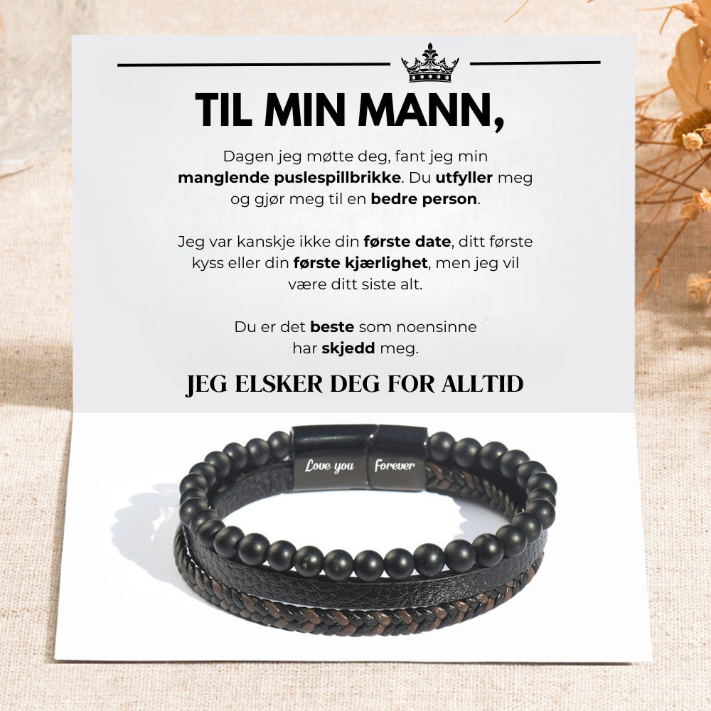 Til Min Mann - Jeg Elsker Deg For Alltid - Steinarmbånd – CustomLove.no, image size:1000x1000