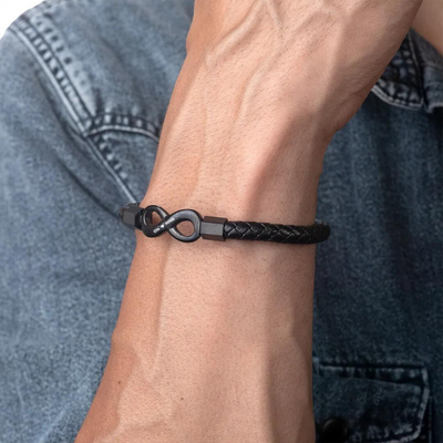 Til Min Mann - Jeg Elsker Deg For Alltid - Personlig Lær Infinity Armbånd