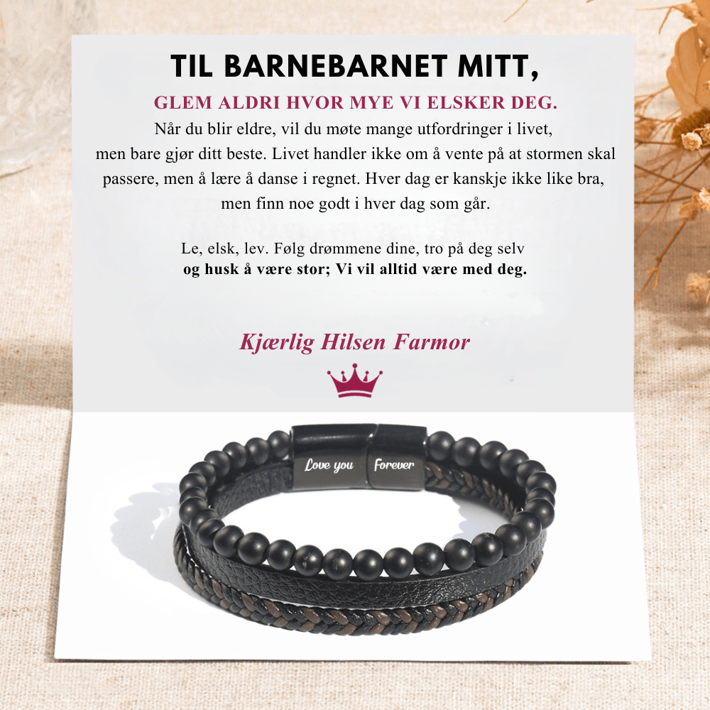 Til Barnebarnet Mitt - Beroligende Lava Stein Armbånd – Kjærlig Hilsen Mormor Eller Farmor