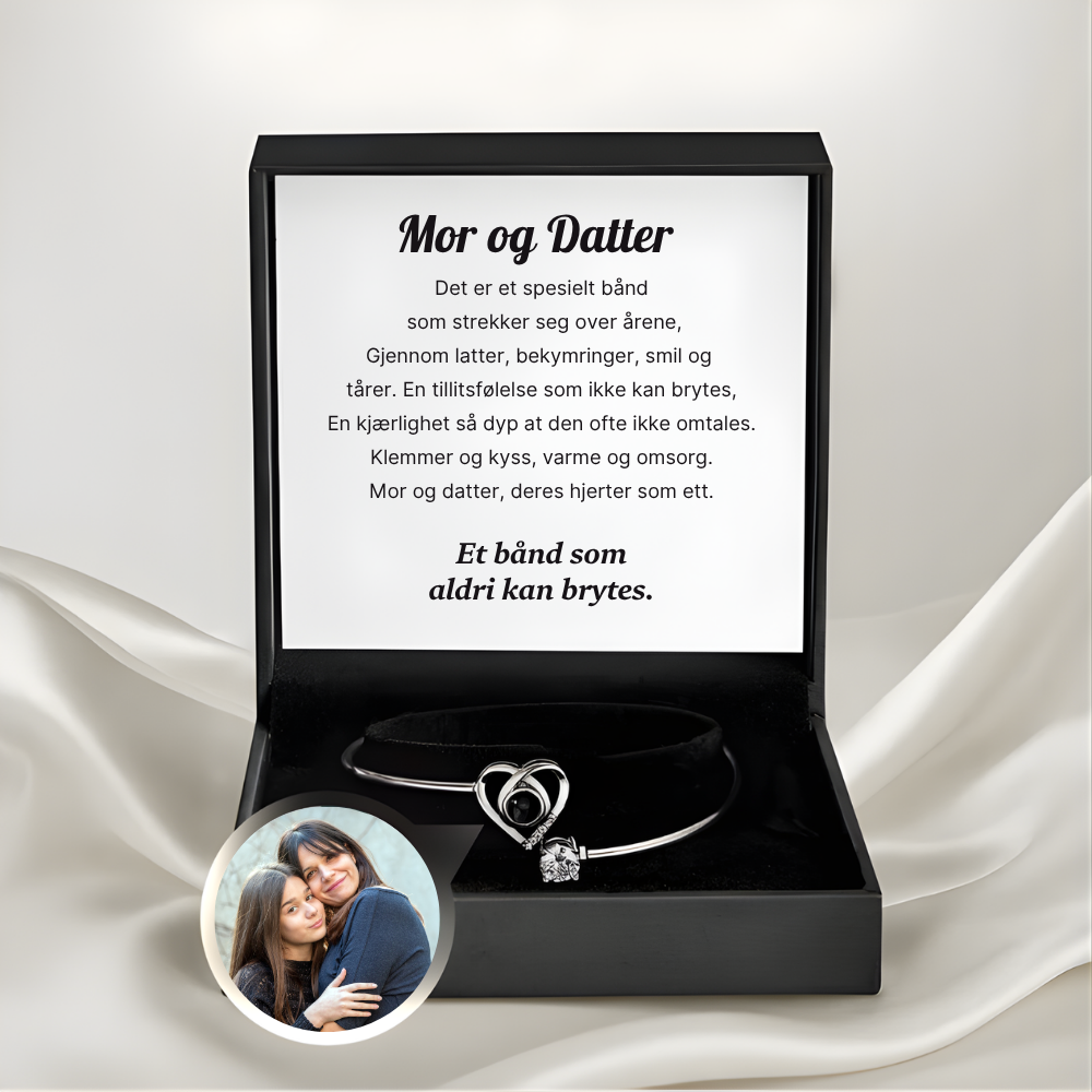 Mor og Datter - Personlig Foto Hjertearmbånd