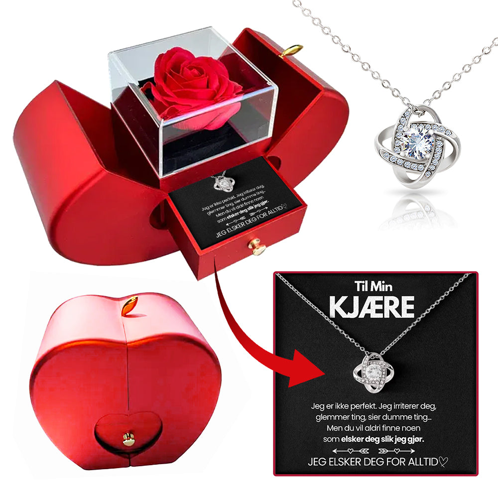 Eternal Rose Box - Med Love Knot Halskjede og Ekte Rose