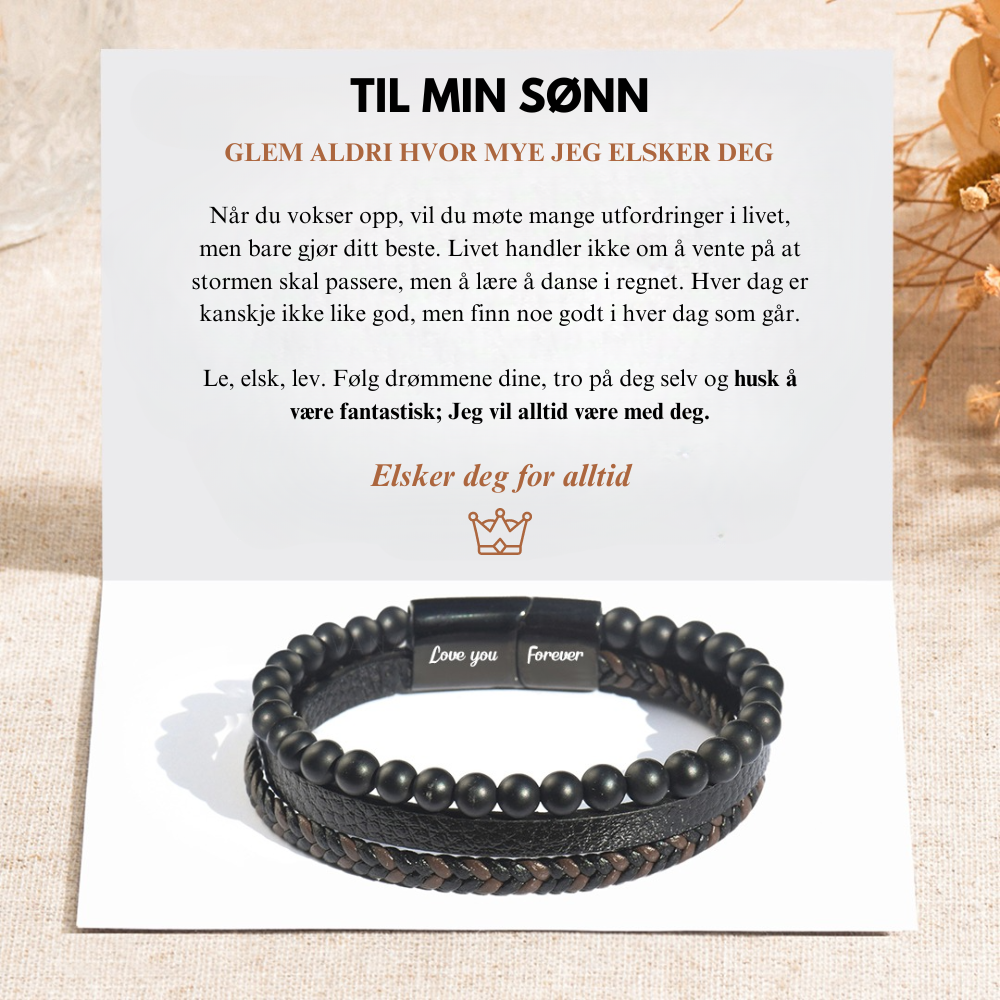 Til Min Sønn - Elsker Deg For Alltid - Lavasteinarmbånd