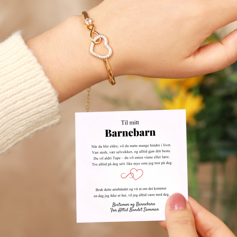 Til Mitt Barnebarn – For Alltid Forbundet – Infinity Hjerte Armbånd