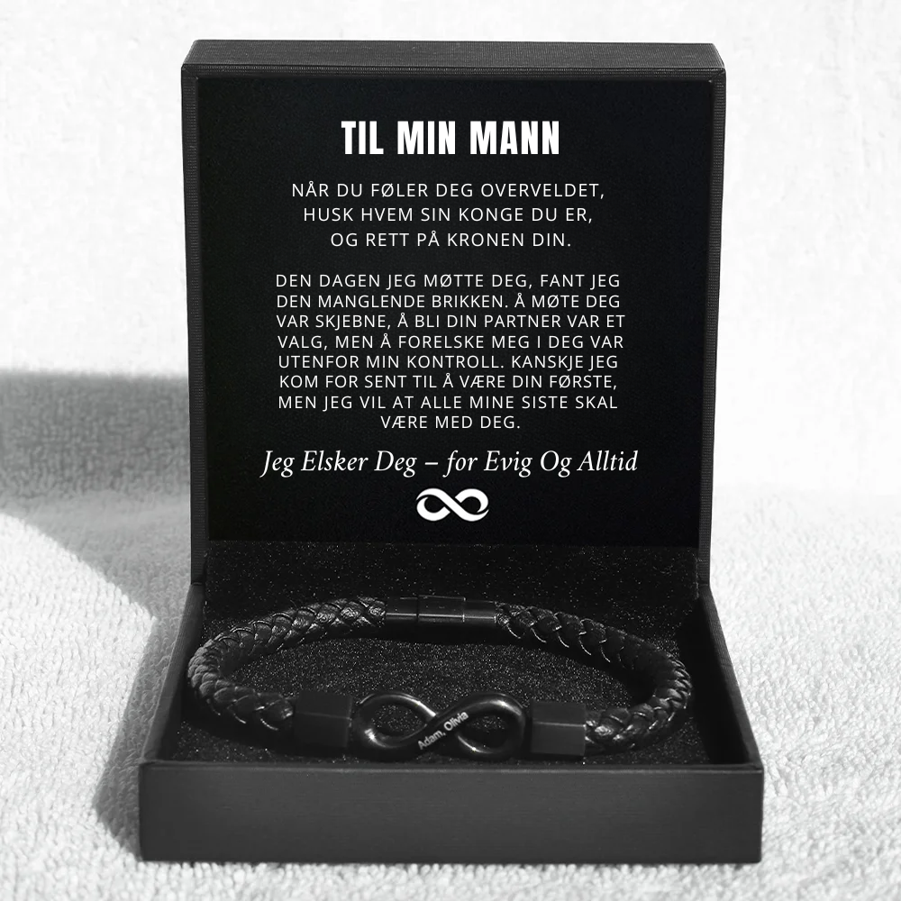 Til Min Mann - Personlig Infinity Lærarmbånd