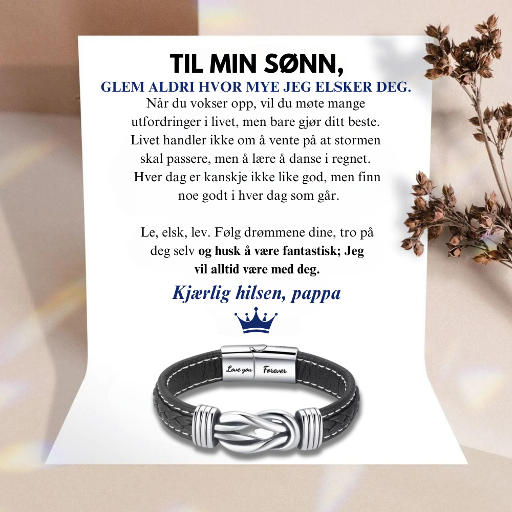 Til Min Sønn - Infinity Armbånd - Kjærlig Hilsen, Pappa