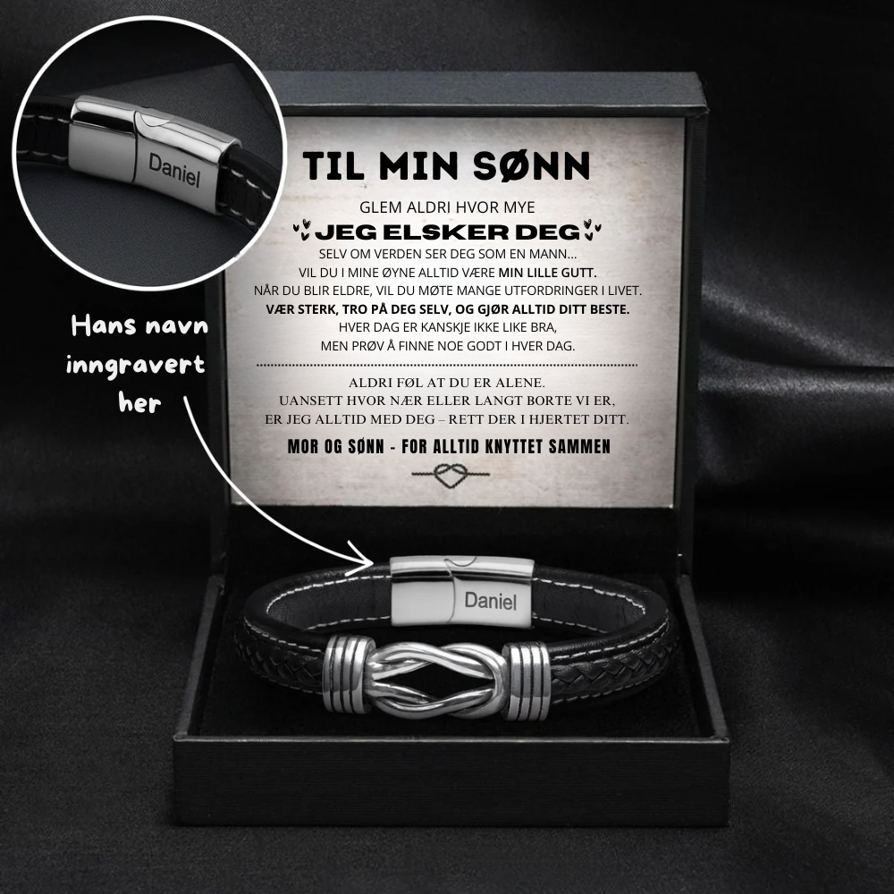 Til Min Sønn - Infinity Armbånd Med Gravert Navn