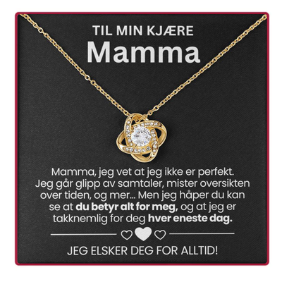 Til Min Mamma - Evig Rosaboks - Med Love Knot Halskjede og Ekte Rose